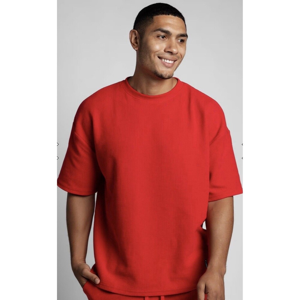 Comfrt Mens Womens Waffle Knit Red Casual Lounge Tee T-Shirt Top Size XL NWOT